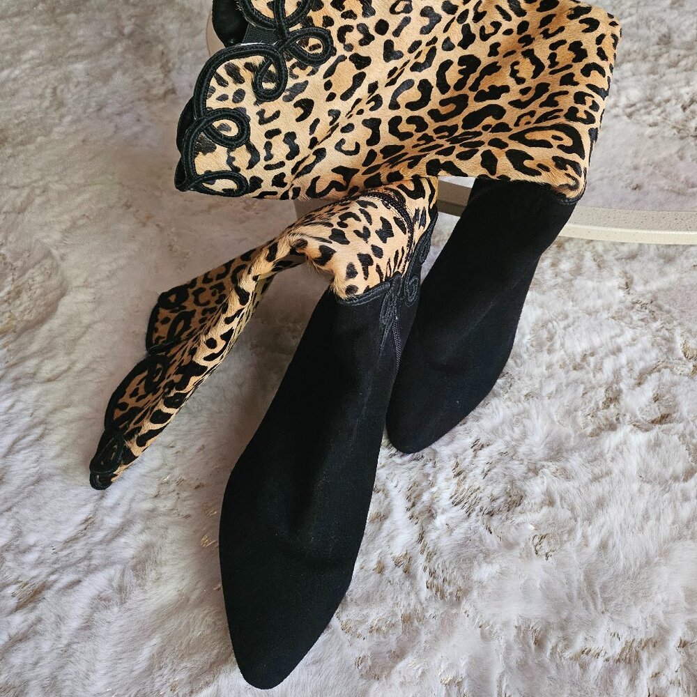 J Renee Calf Hair Leopard And Suede Tall Boots